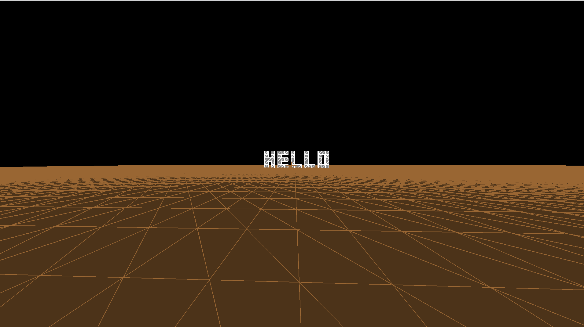 Hello, written in blocks on a dirt plane